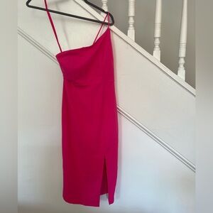 Pink one shoulder cocktail dress